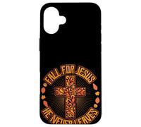 Fall For Jesus He Never Leaves Graphic Christian Design Case for iPhone 16 Plus