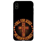 Fall For Jesus He Never Leaves Graphic Christian Design Case for iPhone XS Max