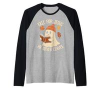 Fall for Jesus - HE Never Leaves (Leafs) Raglan Baseball Tee