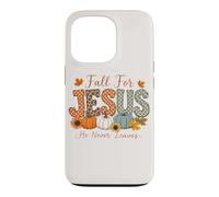 Fall For Jesus He Never Leaves Pumpkin Flower Maple Leaves Case for iPhone 13 Pro