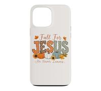 Fall For Jesus He Never Leaves Pumpkin Flower Maple Leaves Case for iPhone 13 Pro Max