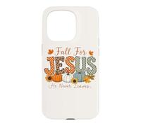 Fall For Jesus He Never Leaves Pumpkin Flower Maple Leaves Case for iPhone 15 Pro
