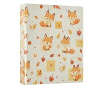 Fall Fox Cute White Blue 3 - Ring Binders with 1.57" Round Rings Fit 200 Sheets of 8.5x11 Inches Paper for Classroom Home School Office Meeting, 12.4x10.63x2.36 Inches