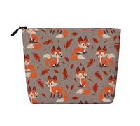 Fall Fox Printed Single-Layer Cosmetic Bag Faux Linen Material Large Capacity Coin Purse Travel and Business Trip Essential