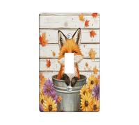 Fall Foxes Decorative Light Switch Cover Plate 1 Gang Single Toggle, Autumn Wood Flower Leaf Electrical Faceplate for Kitchen Bathroom, Animal Switchcover Decor