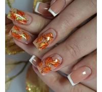 Fall French Artificial Hoofs Plane Needle Quick Wear ABS Substance Permanent Halloween & Thanksgiving Party Use Halloween Persist Manifestation Plan Party Wear White French Unguis Advice Simple Fall