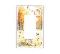 Fall French Bulldog Dog Decorative Light Switch Cover Wall Plate 1 Gang Single Rocker, Fun Autumn Scenic Puppy Electrical Faceplate for Room, Maple Leaves Cute Pet Switchcover Switchplate
