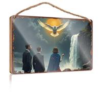 Fall Front Door Decor Three Figures Witness A Divine Dove Above A Majestic Waterfall Wooded Sign Home Décor Store Home Decor Bathroom Signs For Doo(15X28CM)