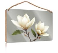 Fall Front Door Decor White Magnolia Blossoms in Bloom Wooden Sign Funny Porch Decor Home Hanging Sign(20X30CM)