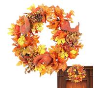 Fall Front Door Wreath - 50cm Autumn Artificial Wreath, Farmhouse Welcome Sign, Seasonal Holiday Decor | Indoor Outdoor Thanksgiving Halloween Christmas Spring Front Porch Wall Door Decoration