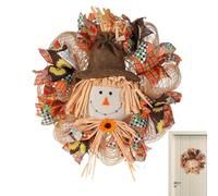 Fall Front Door Wreaths - Artificial Autumn Door Garland Thanksgiving Garland | Autumn Harvest Wreath Farmhouse Scarecrow Sunflowers Sign for the Fall