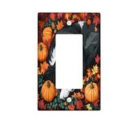 Fall Fun Border Collie Dog Decorative Switch Cover 1 Gang Single Rocker, Autumn Maple Leaf Pet Switchcover Wall Plate, Puppy Electrical Faceplate for Bedroom Living Room Decor