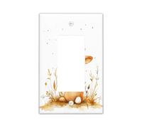 Fall Fun Bunny Decorative Switch Cover 1 Gang Single Rocker, Autumn Wheat Field Harvest Wall Plate Cover, Standard Size, Animal Kid Electrical Faceplate for Bedroom Living Room Decor