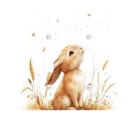 Fall Fun Bunny Decorative Switch Cover 2 Gang Double Toggle, Autumn Wheat Field Harvest Switchcover Wall Plate, Animal Kid Electrical Faceplate for Bedroom Living Room Decor