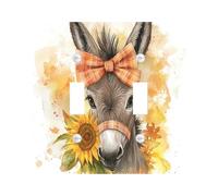 Fall Fun Donkey Decorative Switch Cover 2 Gang Double Toggle, Watercolor Autumn Sunflower Switchcover Wall Plate, Wildflower Electrical Faceplate for Bedroom Living Room Decor