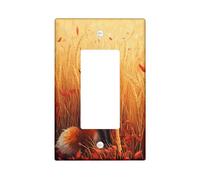 Fall Fun Fox Decorative Switch Cover 1 Gang Single Rocker, Oil Painting Wheat Scenic Switchcover Wall Plate, Autumn Animal Electrical Faceplate for Bedroom Living Room Decor