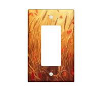 Fall Fun Guinea Pig Decorative Switch Cover 1 Gang Single Rocker, Oil Painting Wheat Scenic Switchcover Wall Plate, Autumn Animal Electrical Faceplate for Bedroom Living Room Decor