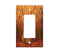 Fall Fun Hedgehog Decorative Switch Cover 1 Gang Single Rocker, Oil Painting Wheat Scenic Wall Plate Cover, Standard Size, Autumn Animal Electrical Faceplate for Bedroom Living Room Decor