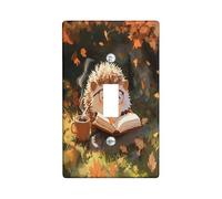 Fall Fun Hedgehog Decorative Switch Cover 1 Gang Single Toggle, Autumn Maple Tree Animal Switchcover Wall Plate, Forest Scenic Electrical Faceplate for Bedroom Living Room Decor