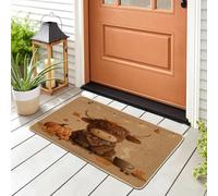 Fall Fun Highland Cow Front Black Door Mat Outside Inside Entrance 29 * 17, Autumn Vintage Pumpkin Outdoor Indoor Non Slip Doormat, Small Happy Kid Classroom Patio Garage Shoes Off Doormat