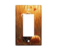 Fall Fun Red Panda Decorative Switch Cover 1 Gang Single Rocker, Oil Painting Wheat Scenic Wall Plate Cover, Standard Size, Autumn Animal Electrical Faceplate for Bedroom Living Room Decor