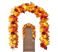 Fall Garland - 68.9 Inch Autumn Maple Leaf Vine for Fairy Lights. with Thanksgiving Harvest Halloween Christmas Farmhouse Decor, Party Decoration Front Door Porch Home Mantle Table Stairs,