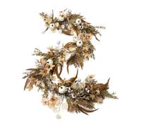 Fall Garland, 6FT Artificial Neutral Autumn Garland with White Pumpkins, Eucalyptus, Maple Leaves & Berries, Thanksgiving Harvest Mantle Decor for Farmhouse Home