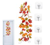 Fall Garland Decor,Front Door Autumn Wreath - Artificial Maple Leaves Garland for Farmhouse, Halloween, Mantle, Bedroom, Thanksgiving, Porch, Fireplace