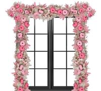 Fall Garland for Mantle,5.7ft Halloween Pink Pumpkin Artificial Garland for Mantle - Seasonal Wreath Decorative Ornaments for Front Door Living Room Bedroom Fireplace Wall Window Yard Garden