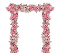 Fall Garland for Mantle - Autumn Pink Maple Pumpkin Wreath Indoor Decor 5.7ft - Seasonal Wreath Decorations for Thanksgiving Wedding Bedroom Harvest Window Farmhouse