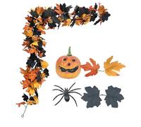 Fall Garland for Mantle | Halloween Door Garland Pumpkin | Wreath with Leaves Vines Flexible for Outdoor Indoor Window Tabletop Yard Porch Fireplace Mantel