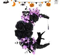 Fall Garland for Mantle | Halloween Moon Cat Wreaths,Home Decorations for Courtyard Campfire Party Yard Patio Kitchen Autumn Gate Offices