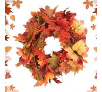 Fall Garland Outdoor,5.7Ft Maple Leaves Garland with LED Lights - Artificial Autumn Decor Party Decorations for Outdoor Garden Thanksgiving Halloween Porch Living Room Mantle