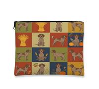 Fall German Wirehaired Pointer Dog Makeup Bag, Holiday Retro Cute Cosmetic Travel Pouch for Women Girls, Portable Small Canvas Zipper Organizer, Autumn Toiletry Bag 7x9 Inch