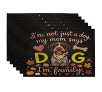Fall German Wirehaired Pointer Dog Placemats Set of 6, 12''x18'', Thanksgiving Cute 6Pcs Print Washable Table Mats for Dinning, Autumn Holiday Home Kitchen Decor