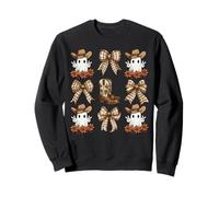 Fall Ghosts Western Cowboy Boots Coquette Bows Sweatshirt