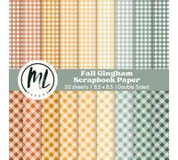 Fall Gingham Scrapbook Paper Pad: Autumn Collage Papers, Earthy Craft Paper for DIY Card Making, Scrapbooking, Junk Journaling, Mixed Media, Collage ... Arts and Crafts for Kids, 8.5 x 8.5 inch