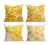 Fall Ginkgo Cushion Covers 45cm x 45cm Set of 4 Fallen Leaves Gold Ginkgo Pillow Case for Home Decor Cushion Case