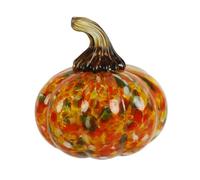 Fall Glass Pumpkin Ornament with Ribbed Hand Blown Look, Seasonal Home Accent for Halloween Display, Shelf, or Mantel Styling Glass Pumpkin Ornament Fall Decor Halloween Decor Autumn Home Accent Hand