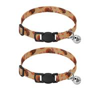 Fall Gnome Pumpkin Tan Kitten Collar with Bell 2 Pack Small Dog Collar Adjustable Length 10.6" to 17.1"