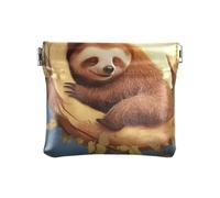 Fall Gnome with Pumpkins PU Leather Squeeze Coin Purse Pouch Change Holder for Men Women, Cute Sloth with Moon, Pattern