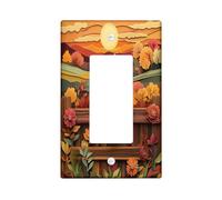 Fall Golden Doodle Dog Decorative Light Switch Cover Plate 1 Gang Single Rocker, Autumn Country Fence Electrical Faceplate for Kitchen Bathroom, Pet Switchcover Decor