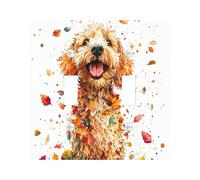 Fall Golden Doodle Dog Decorative Light Switch Cover Plate 2 Gang Double Toggle, Autumn Colorful Leaves Electrical Faceplate for Kitchen Bathroom, Pet Switchcover Decor