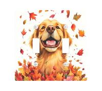 Fall Golden Retriever Dog Decorative Light Switch Cover Plate 2 Gang Double Toggle, Fun Autumn Maple Leaves Puppy Electrical Switchplate, Weird Cute Pet Electrical Faceplate for Bedroom Room
