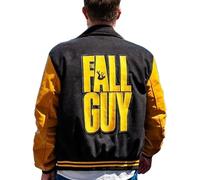 Fall Guy Wool Body Faux Leather Sleeves Stunt Team Jacket - Ryan Gosling Yellow & Black Jackets For Men