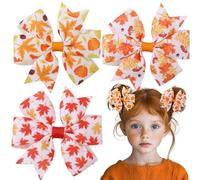 Fall Hair Clips for Girls, Maple Leaf Bow Alligator Clips Orange Yellow Autumn Hair Accessories, Cute Thanksgiving Hair Clips for Kids Teen Girls, Back to School Hair Jewelry 3-Pack