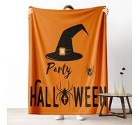 Fall Halloween Blankets for Couch, Trick Or Treat Fleece Blanket 60"x80" Warm Soft, Witch Hat Spider Throw Blankets for Bed Cozy Lightweight Bedding Blanket for Fall Spring Summer Winter