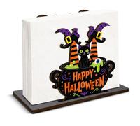 Fall Halloween Decor Witch Cauldron Wooden Napkin Holder for Table Witchy Cauldron Wood Napkin Dispenser Fall Halloween Decorations for Home Kitchen Dining Room Napkins Tissue Holder