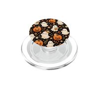 Fall Halloween Ghost Pumpkin Wildflower Watercolor Pattern PopSockets PopGrip for MagSafe