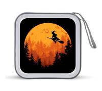 Fall Halloween Witch CD Case Holder Portable 40 Capacity DVD Wallet Storage Organizer for Car Travel